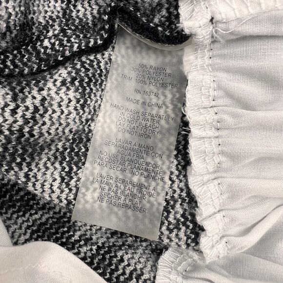 Joie Womens Houndstooth Black & White Knit Layered Twofer Sweater Blouse Sz M - Picture 6 of 11